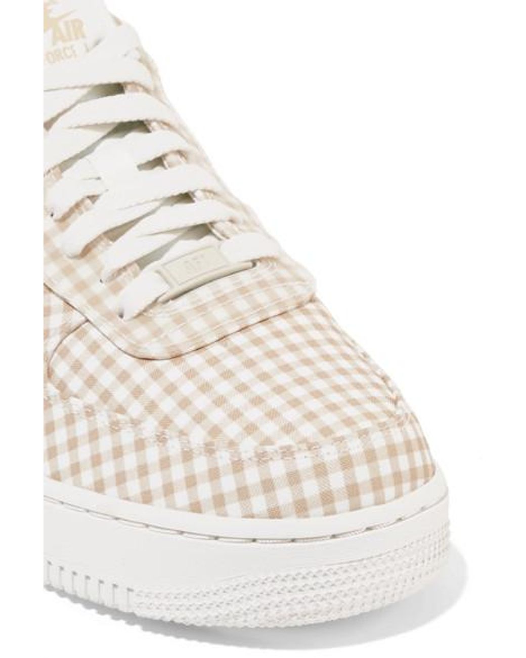 Nike Force 1 Leather And Gingham Canvas in Natural |