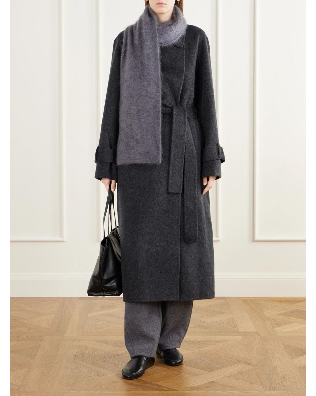 Lisa Yang Gray Enoa Brushed Cashmere Scarf