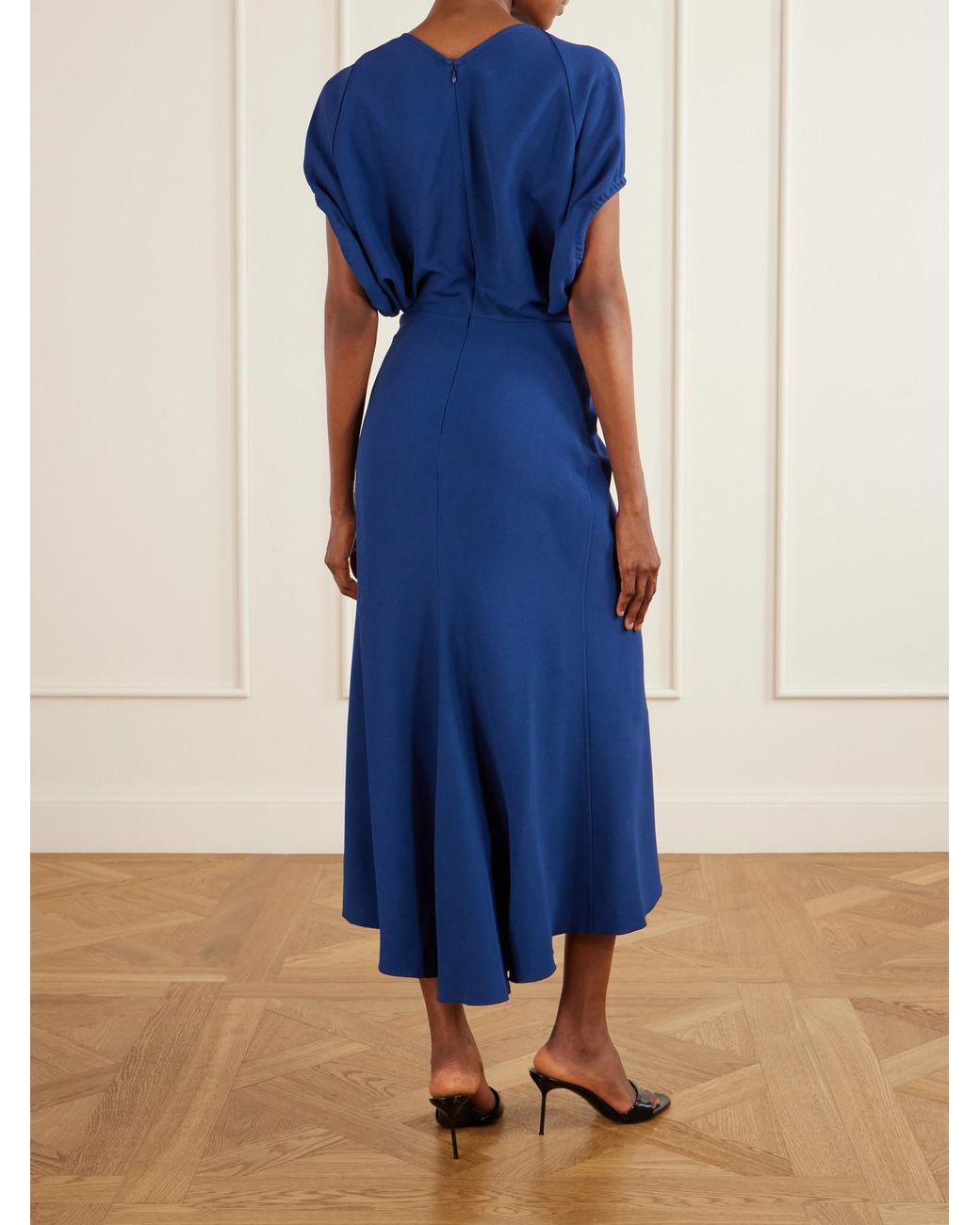 Victoria Beckham Blue Edith Crepe Midi Dress