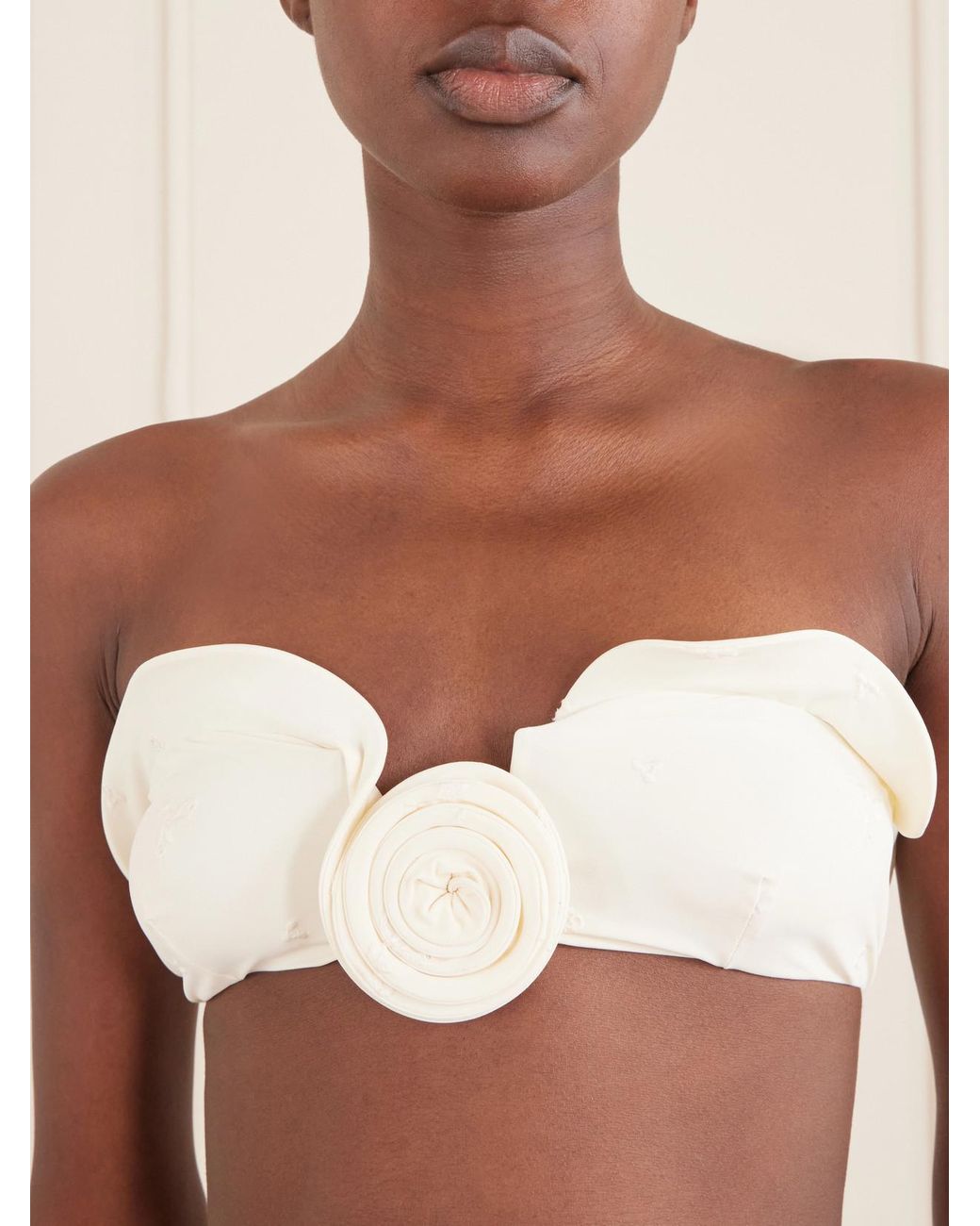 Magda Butrym Natural Appliquéd Stretch-Jersey Bikini Top