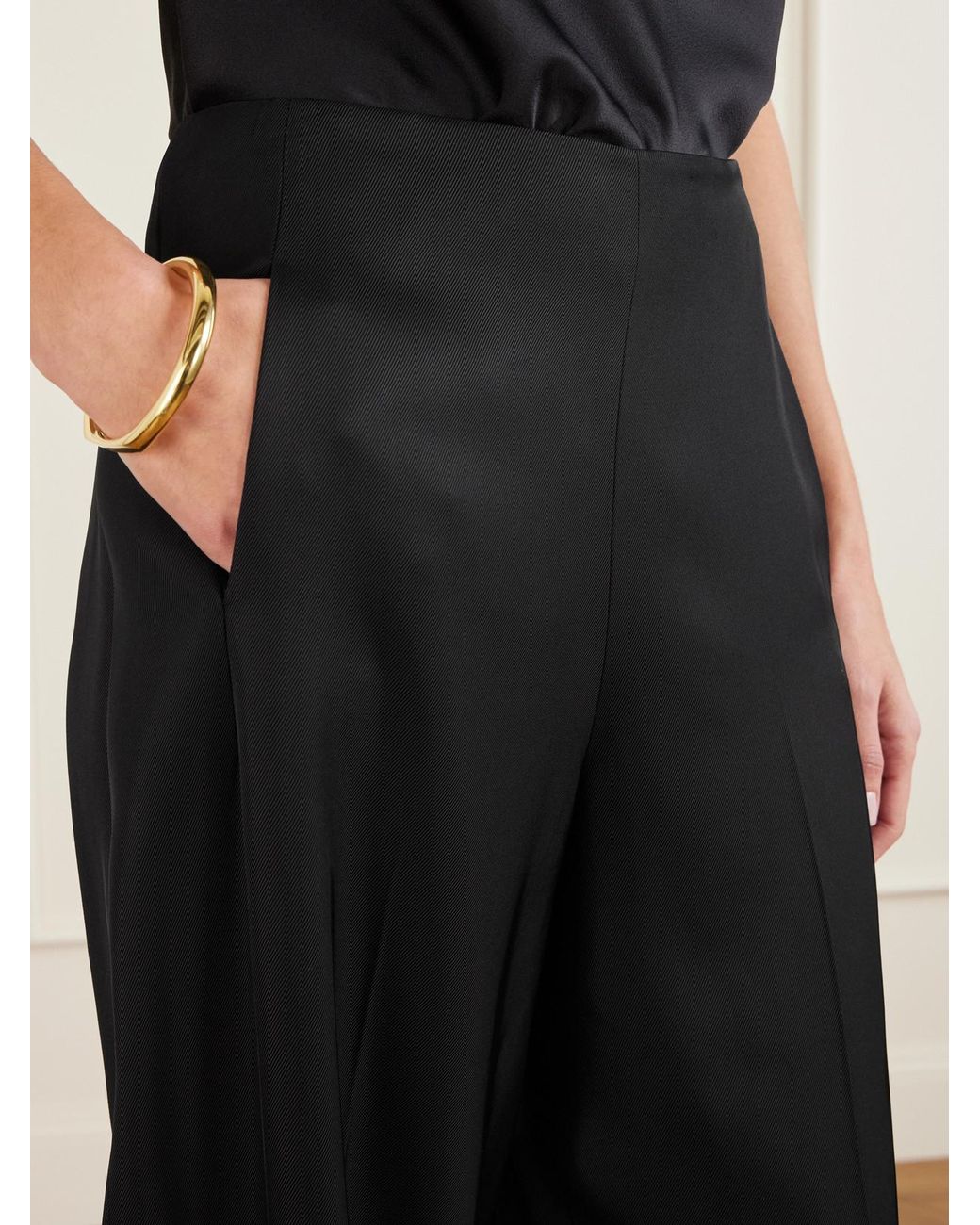 FFORME Black Yvette Twill Barrel-Leg Pants