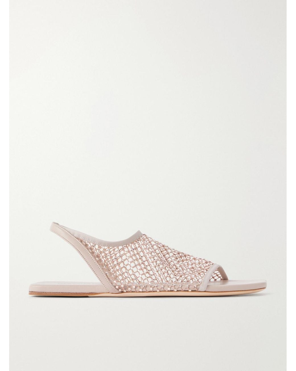 Christopher Esber Natural Minette Crystal-Embellished Mesh And Leather Slingback Sandals