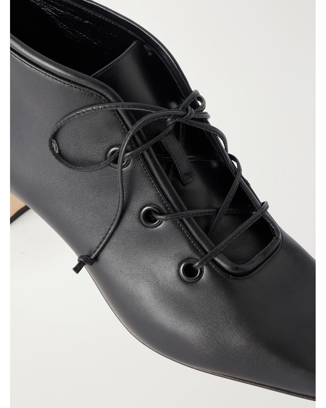 Manolo Blahnik Black Fuxa 50 Leather Ankle Boots