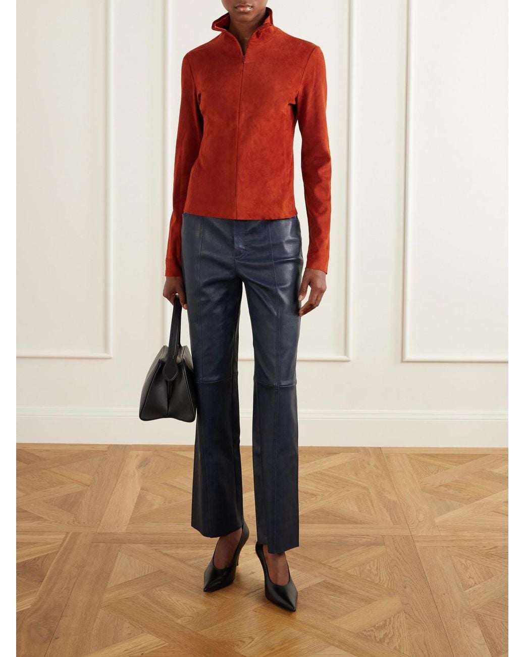 Stouls Orange Selene Suede Turtleneck Shirt