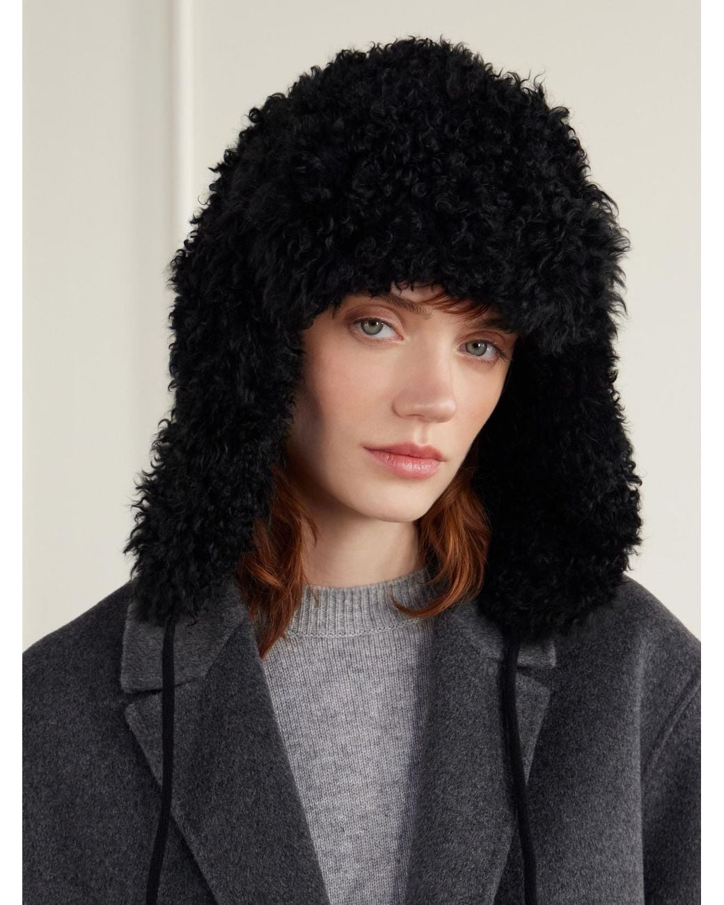Yves Salomon Black Chapka Shearling Hat