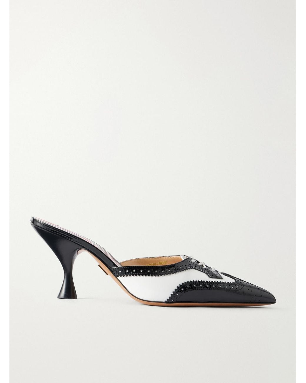 Thom Browne Black 75 Two-Tone Lace-Up Patent-Leather Pumps