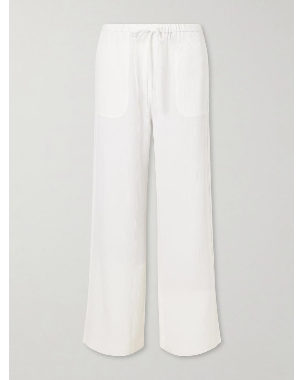 Totême White Striped Woven Wide-Leg Pants