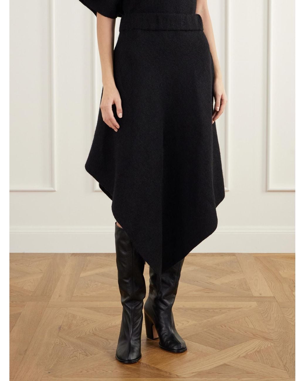 Lauren Manoogian Blue Manta Asymmetric Wool, Alpaca And Cotton-Blend Felt Midi Skirt