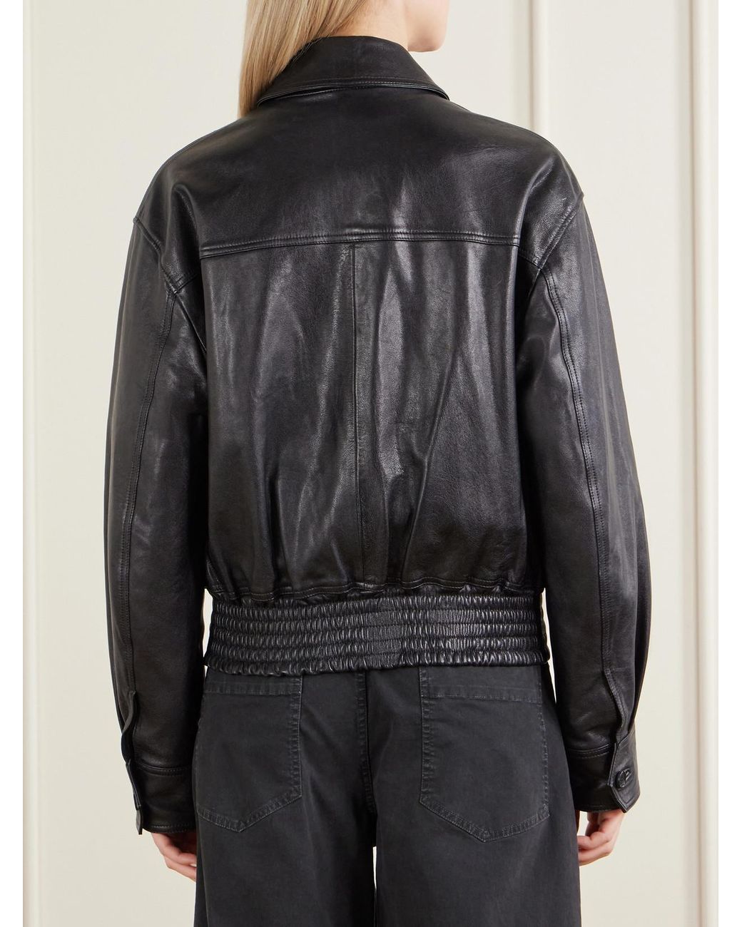 Nili Lotan Black Aime Leather Bomber Jacket