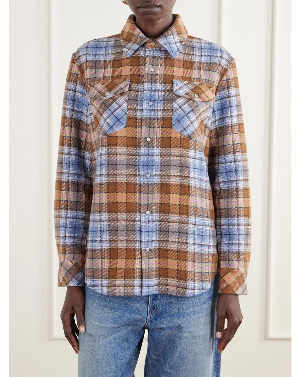 God's True Cashmere Multicolor Nomad Checked Cashmere-Twill Shirt