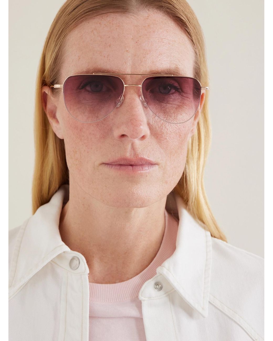 Barton Perreira Pink Mcnair Aviator-Style Metal Sunglasses