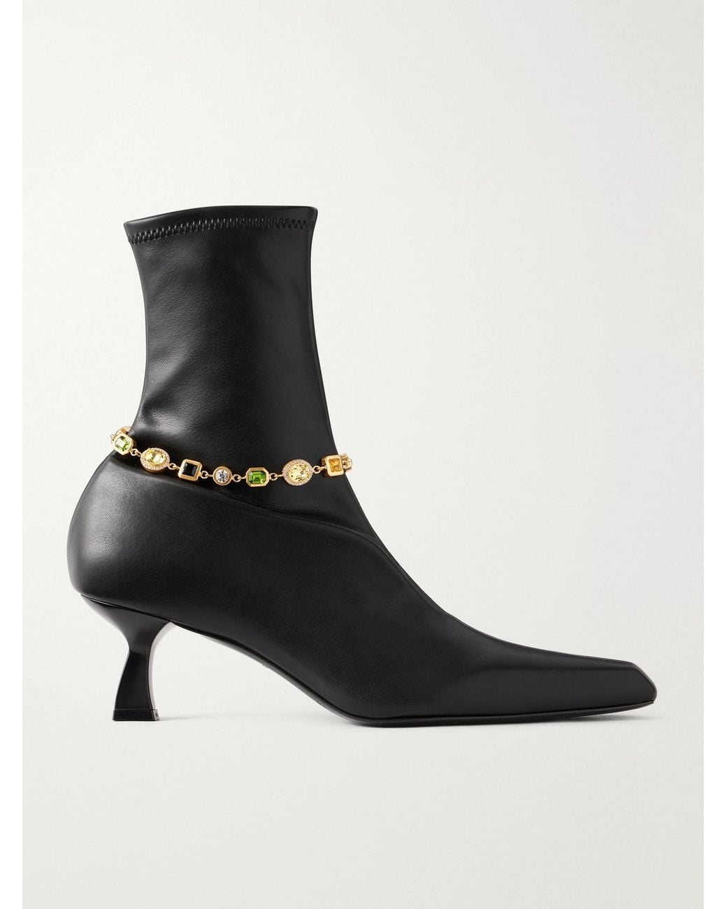 NODALETO Black Dona 50 Embellished Leather Ankle Boots