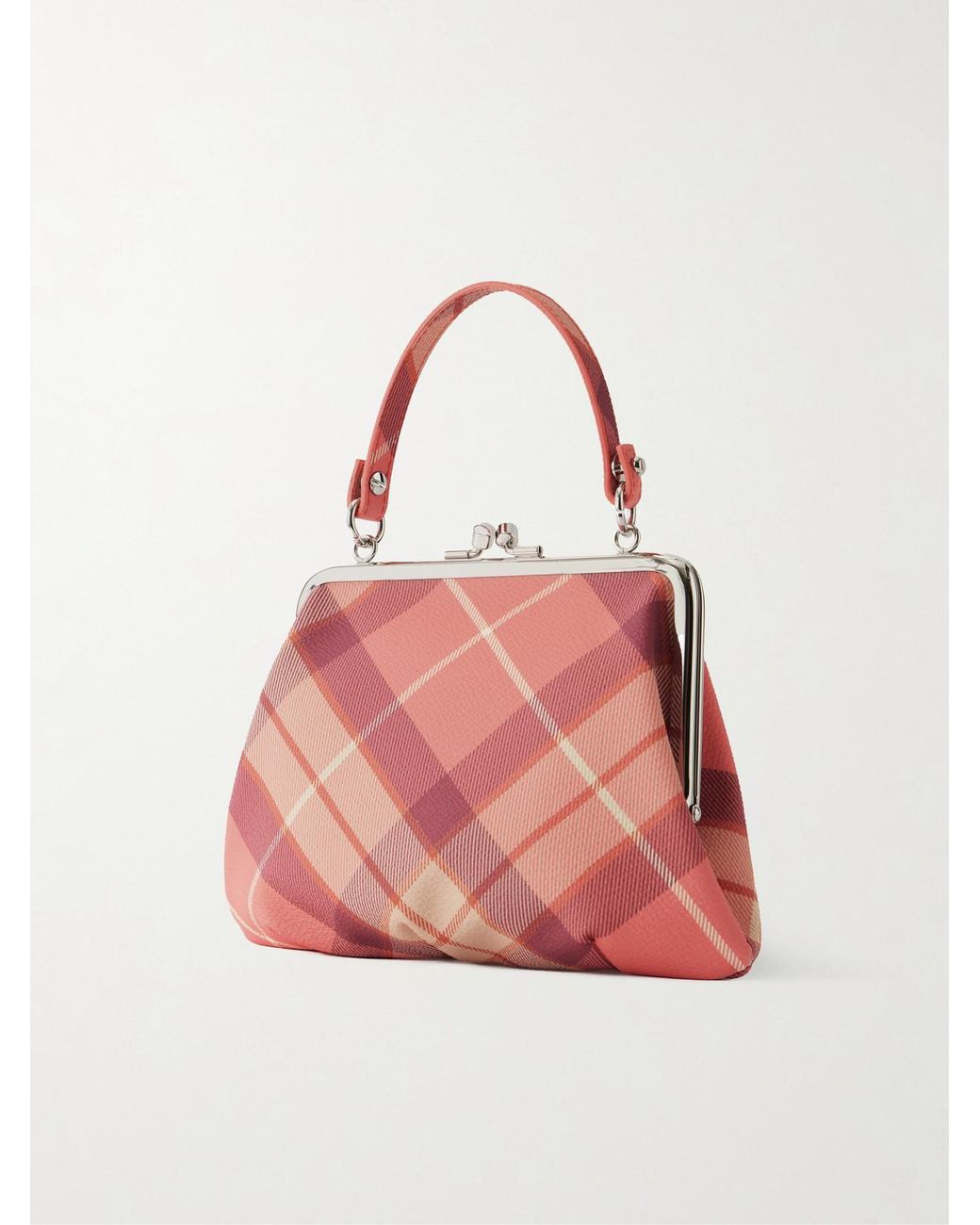 Vivienne Westwood Pink Granny Frame Mini Orb-Detailed Checked Top-Handle Bag