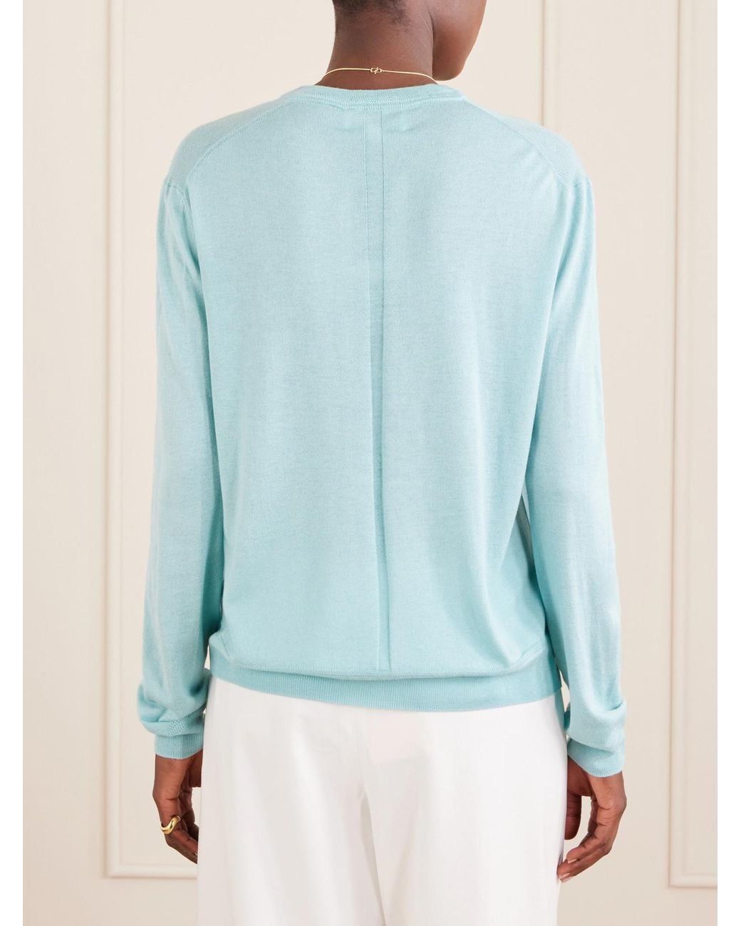 La Ligne Blue Ben Silk, Wool And Cashmere-Blend Knit Sweater
