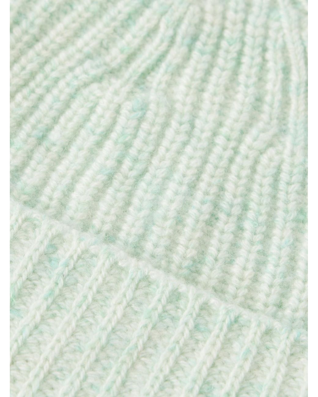 Auralee Green Ribbed Cashmere Beanie