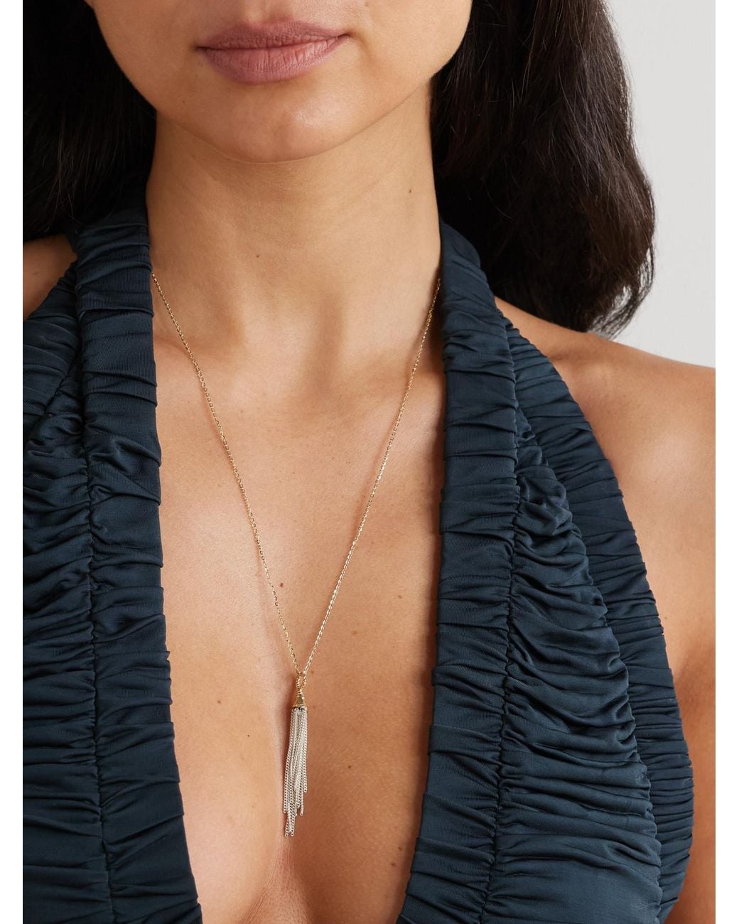 Loren Stewart White Tassel Fringed Sterling And 14-Karat Necklace