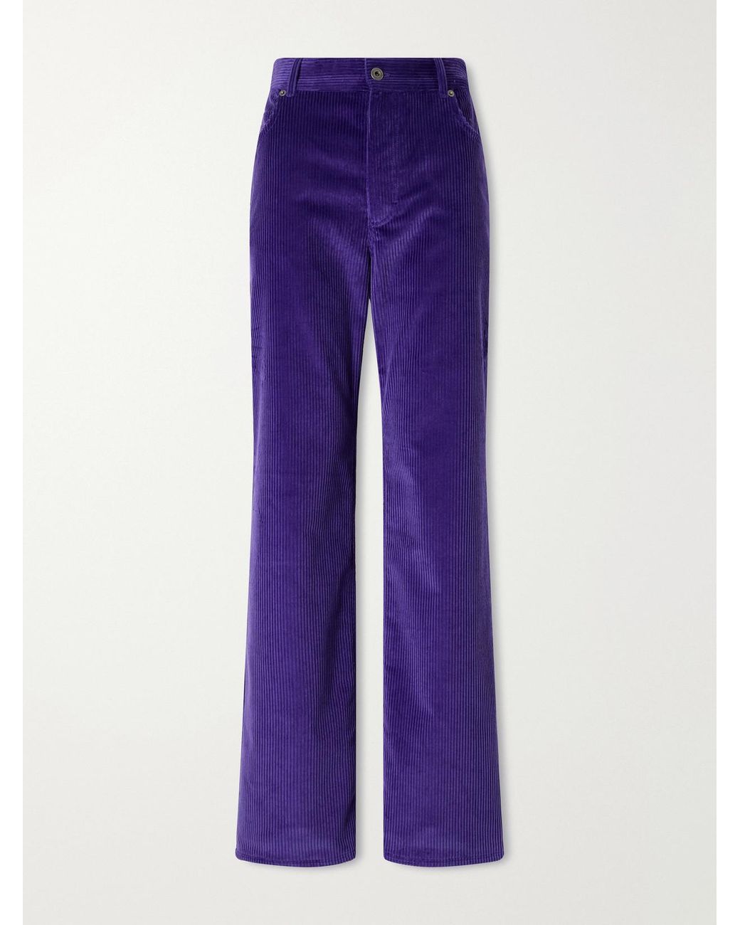 Loewe Purple Cotton-Corduroy Straight-Leg Pants