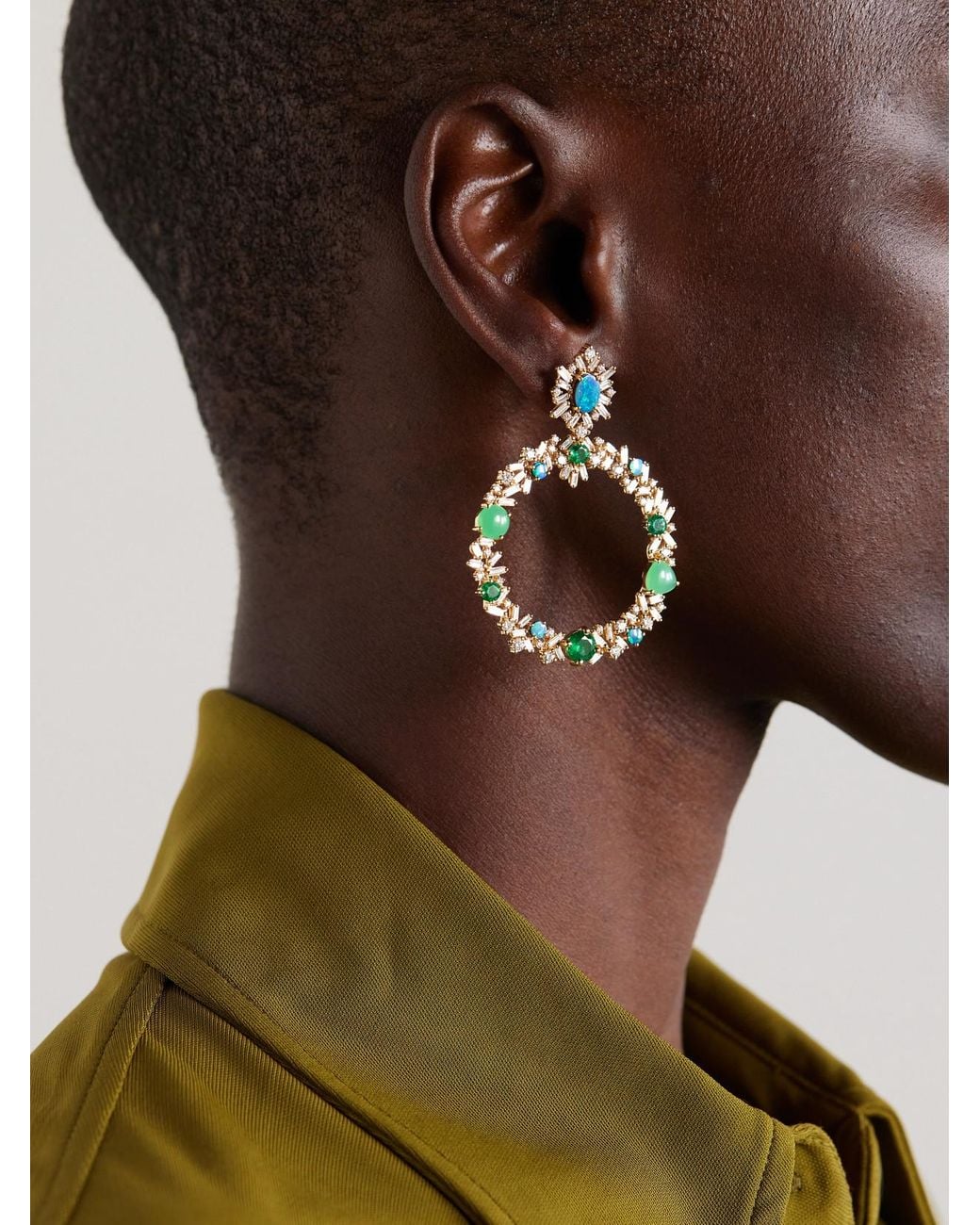 Suzanne Kalan Natural 18-Karat Multi-Stone Earrings