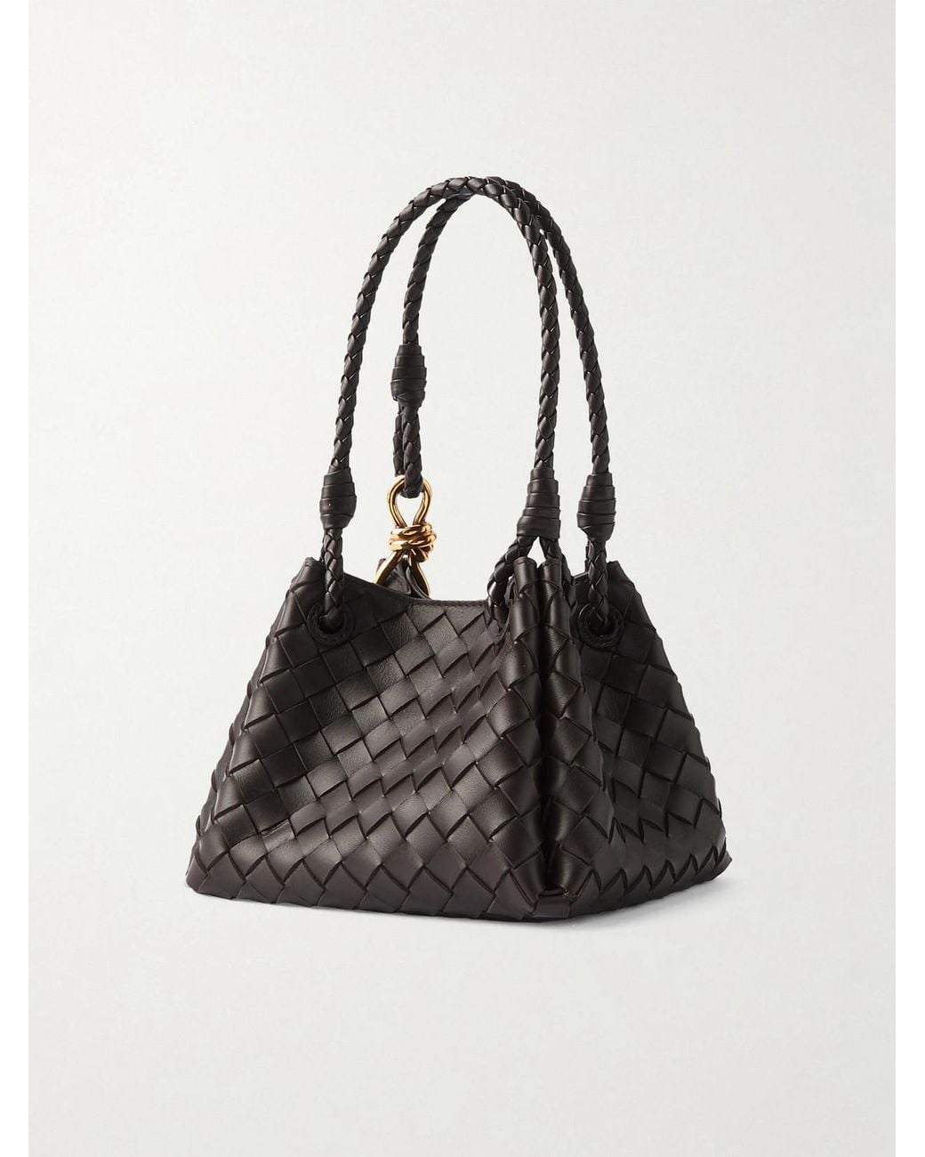 Bottega Veneta Black Parachute Small Intrecciato Leather Shoulder Bag