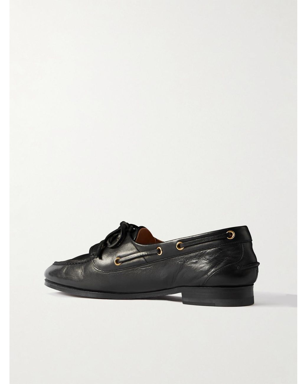 Bally Black Pathy Leather Boat Shoes