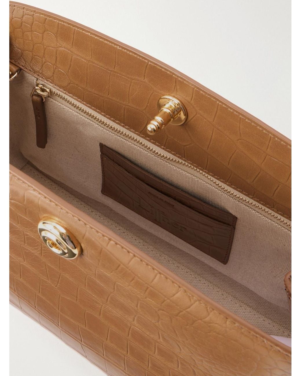 Liffner Natural Pushlock Croc-Effect Leather Clutch