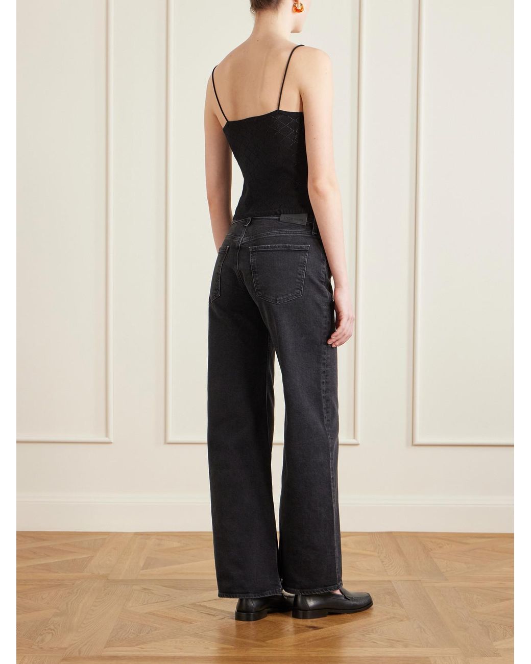 Bode Black Anisette Cropped Embroidered Cotton Tank Top