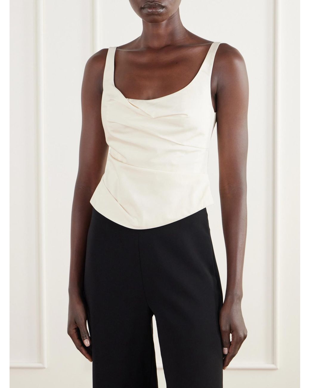 St. Agni Natural Draped Tussah Silk-Blend Bustier Top