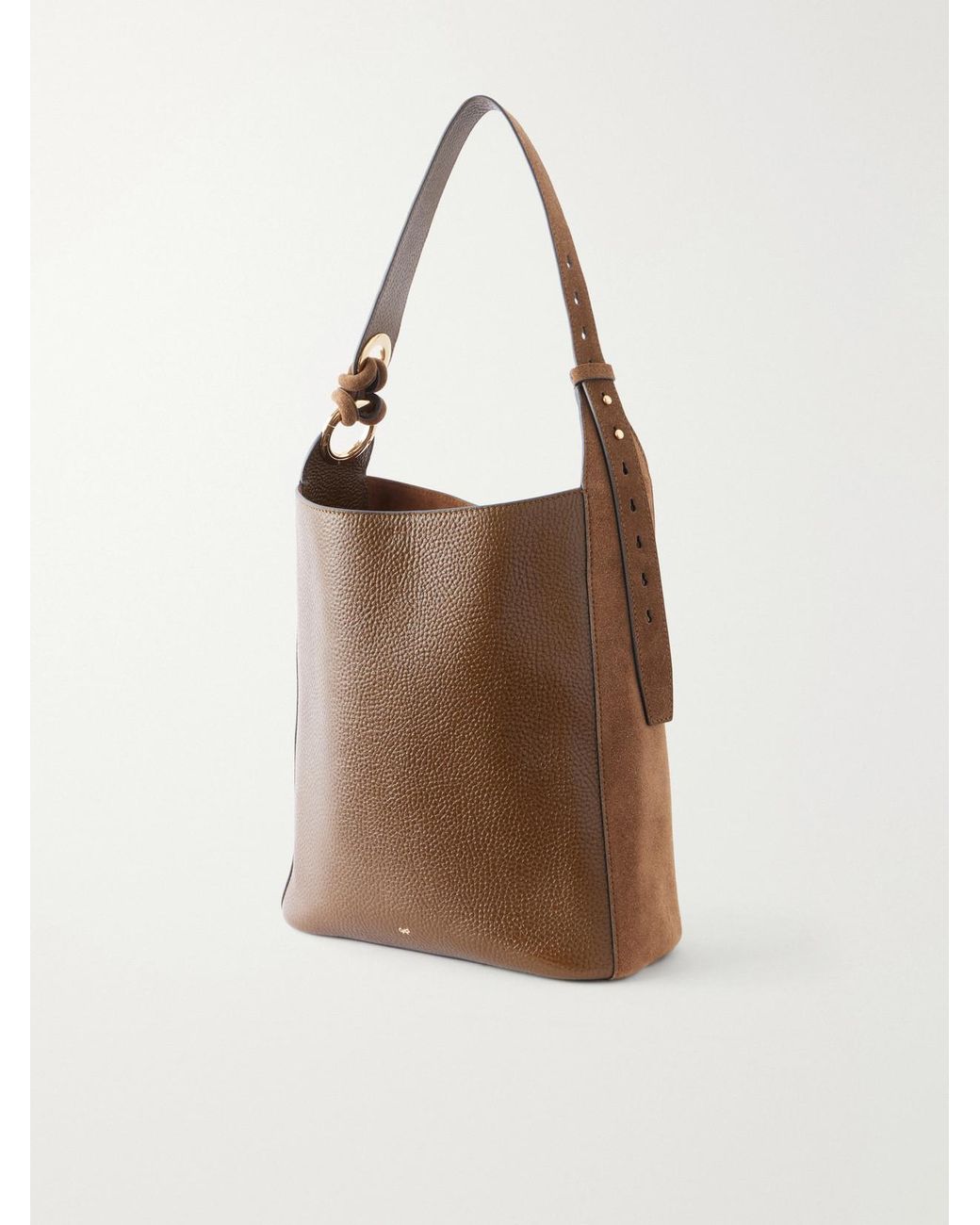 Anya Hindmarch Brown Ringo Suede-Trimmed Textured-Leather Tote