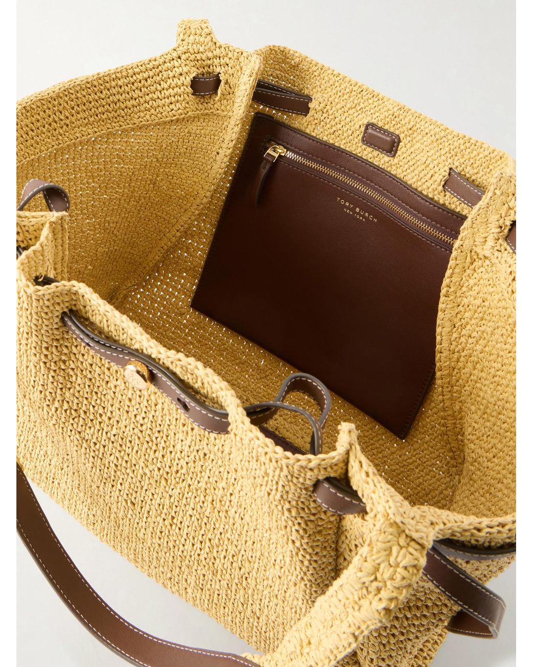Tory Burch Natural Romy Leather-Trimmed Straw Tote
