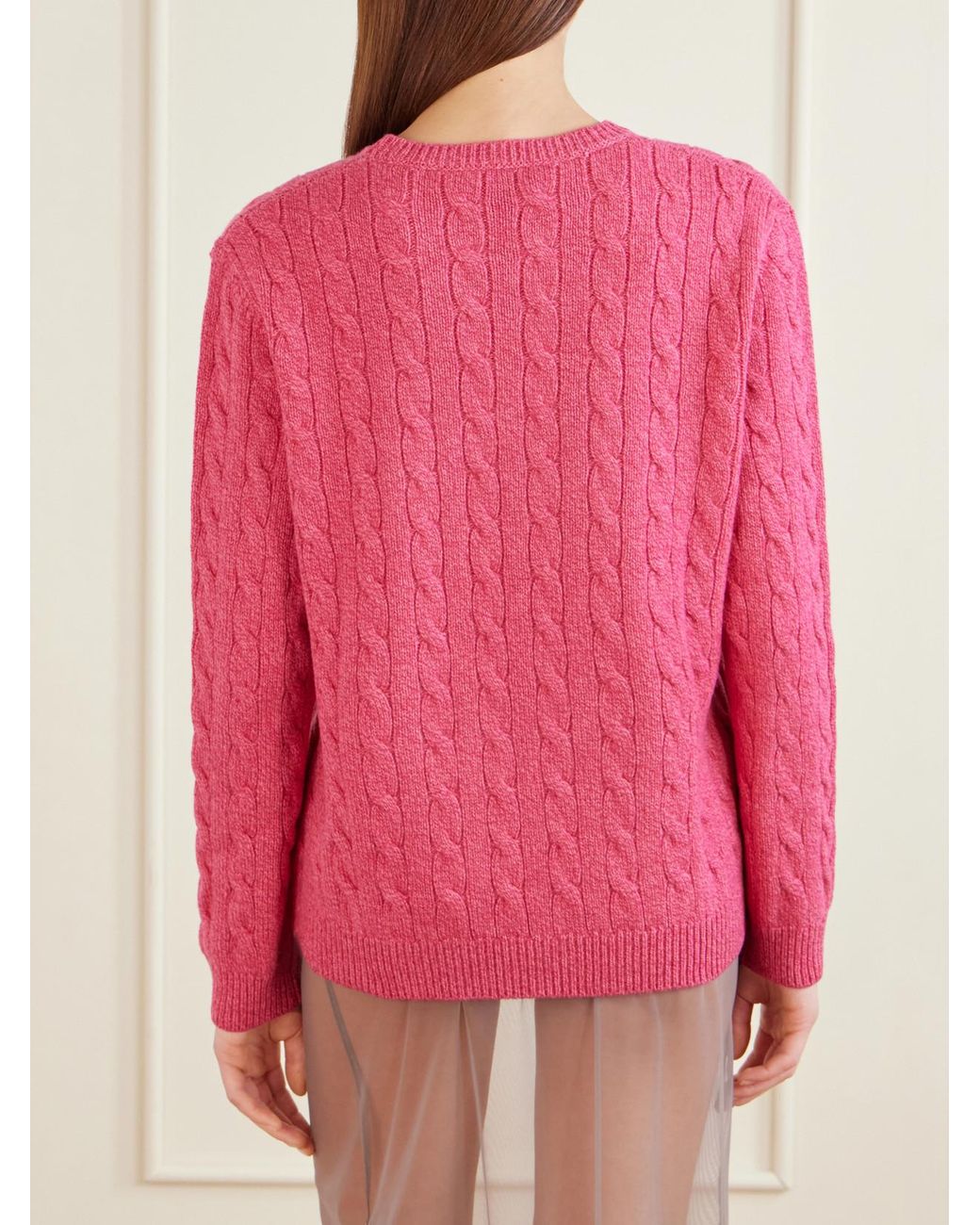 Valentino Garavani Pink Cable-Knit Virgin Wool Sweater