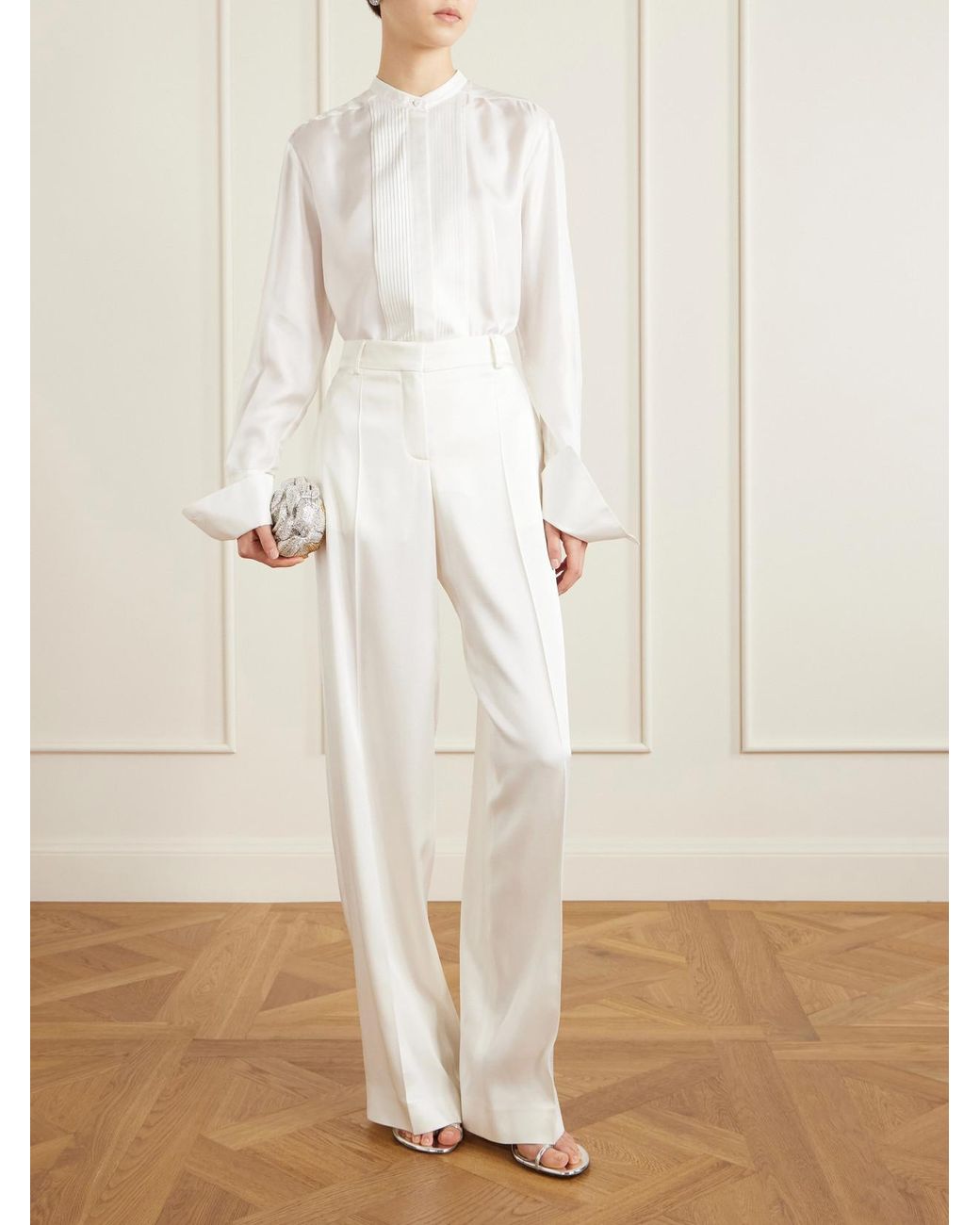 Judith Leiber White Rose Desiree Crystal-Embellished-Tone Clutch