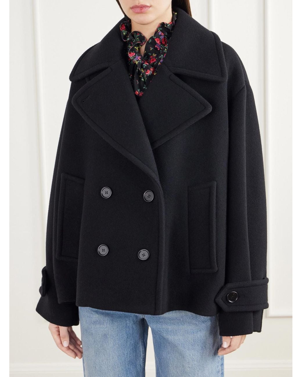 Chloé Black Overszied Double-Breasted Wool-Blend Coat