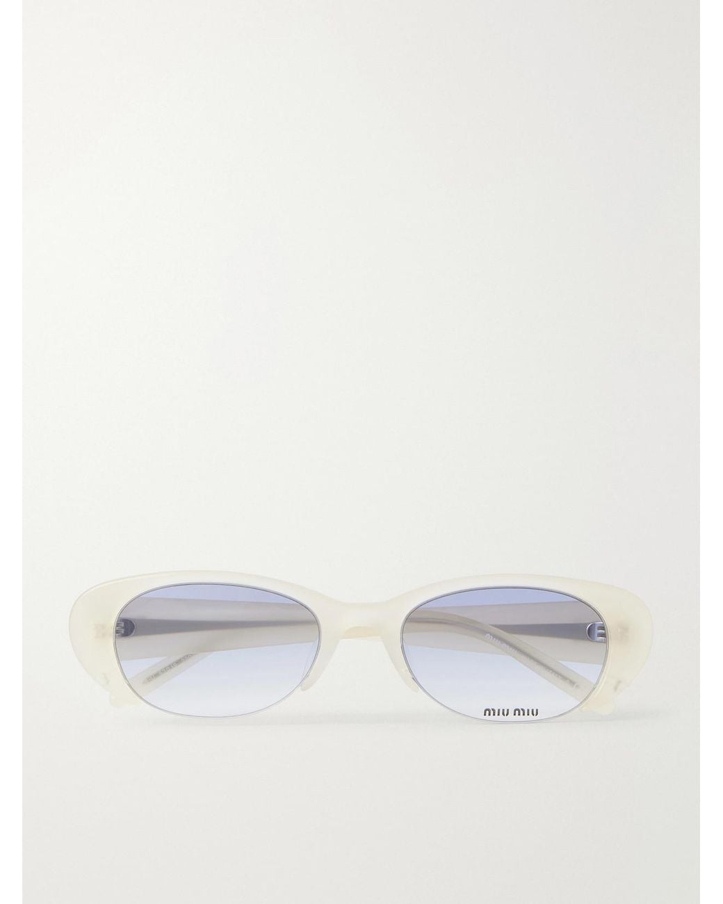 Miu Miu White Round-Frame Acetate Sunglasses