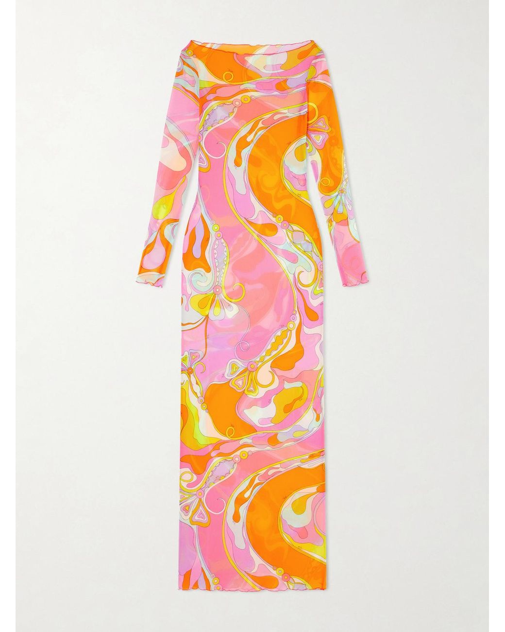 Emilio Pucci Pink Printed Tulle Maxi Dress