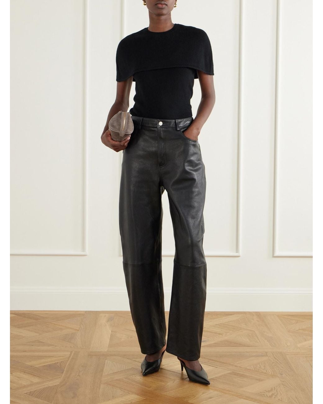 Jonathan Simkhai Black Yuki Cape-Effect Cashmere Top