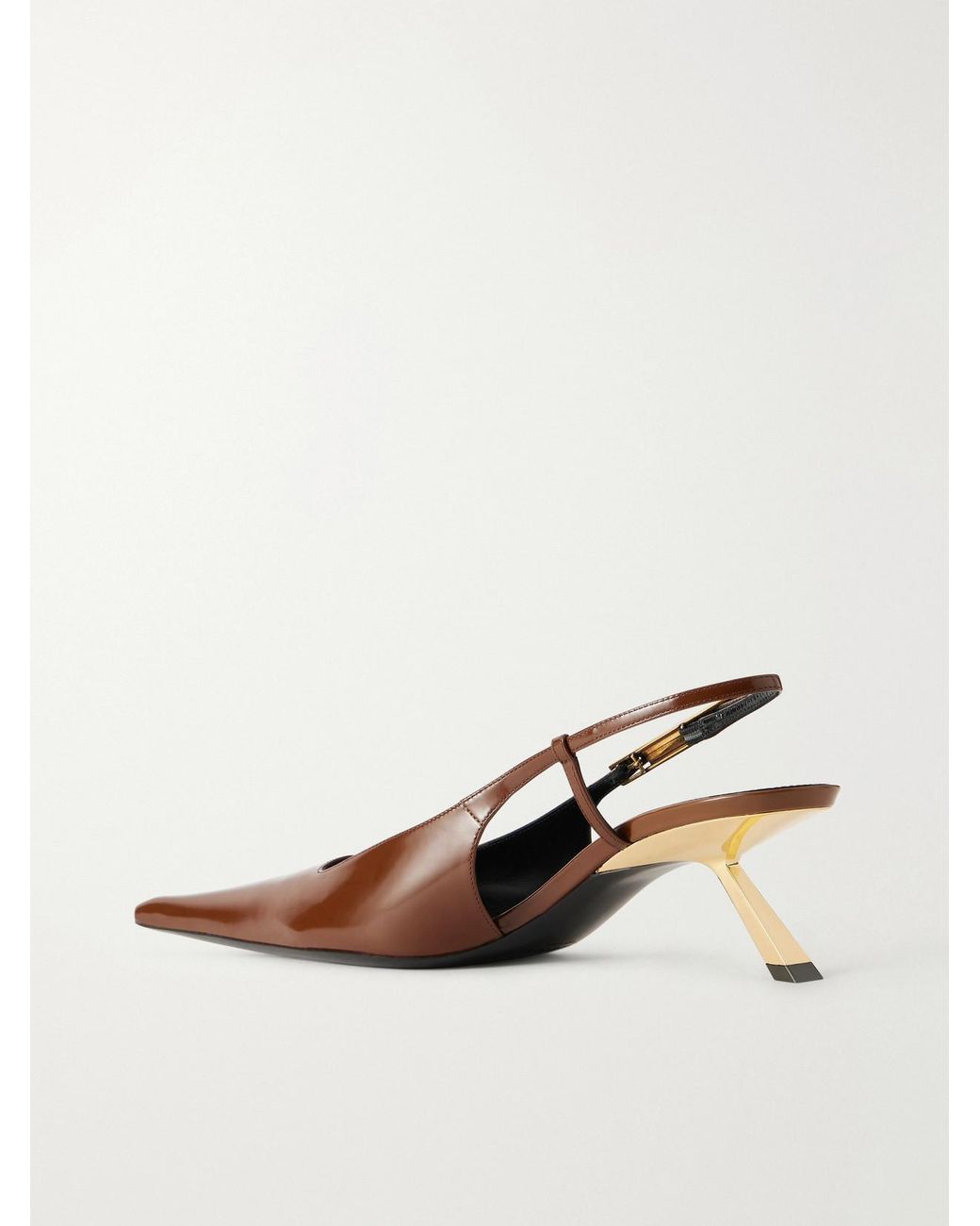 Saint Laurent Natural Lee Glossed-Leather Sandals