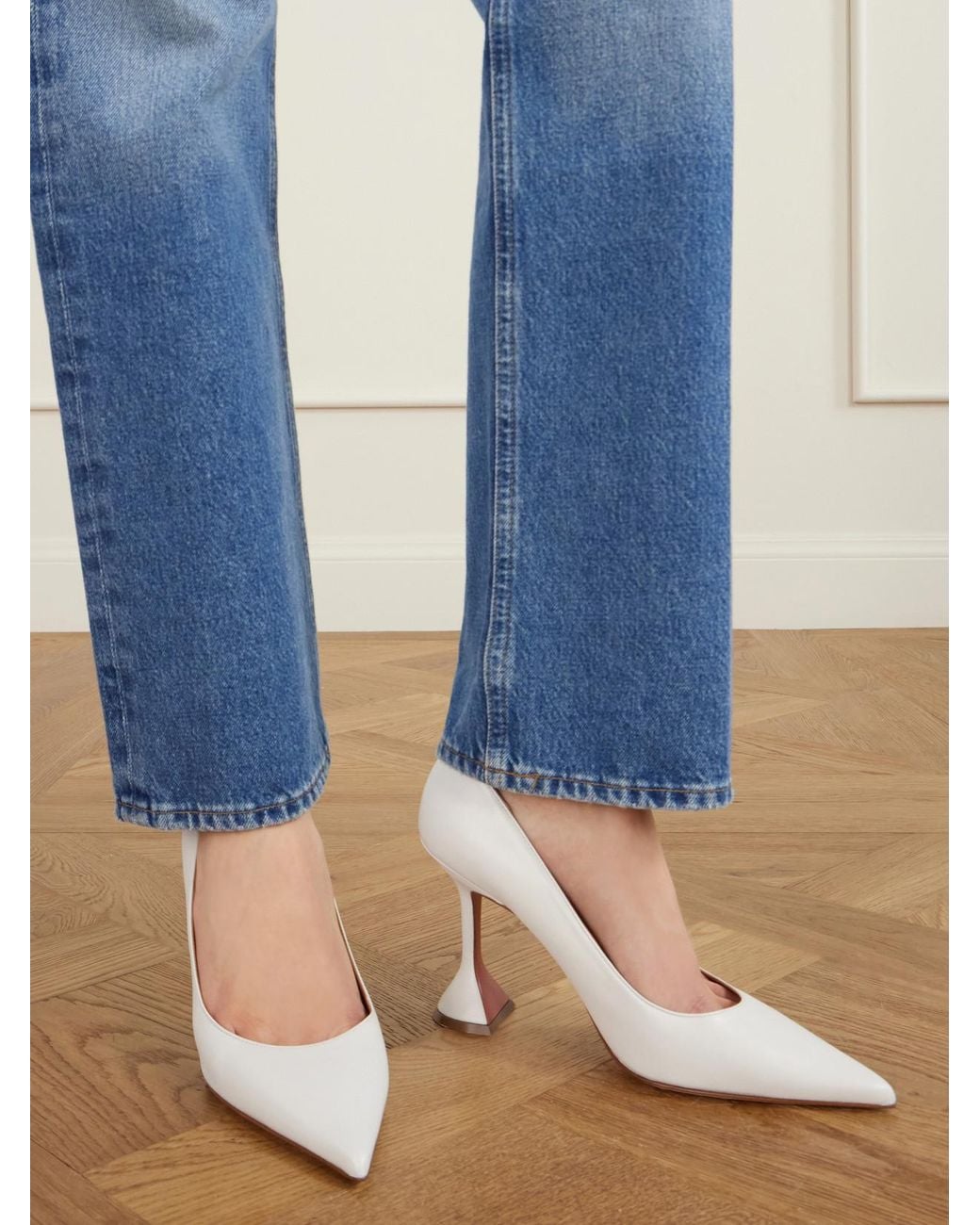 AMINA MUADDI White Ami 95 Leather Pumps