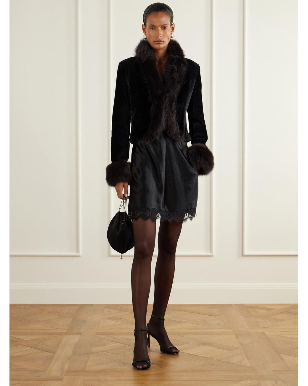 Nour Hammour Black Sofie Shearling Jacket