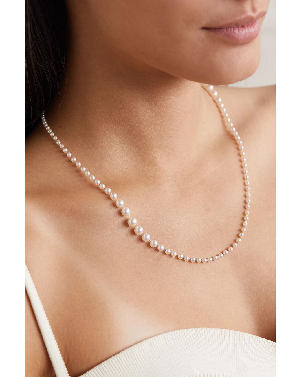 Mizuki Natural 14-Karat Pearl Necklace