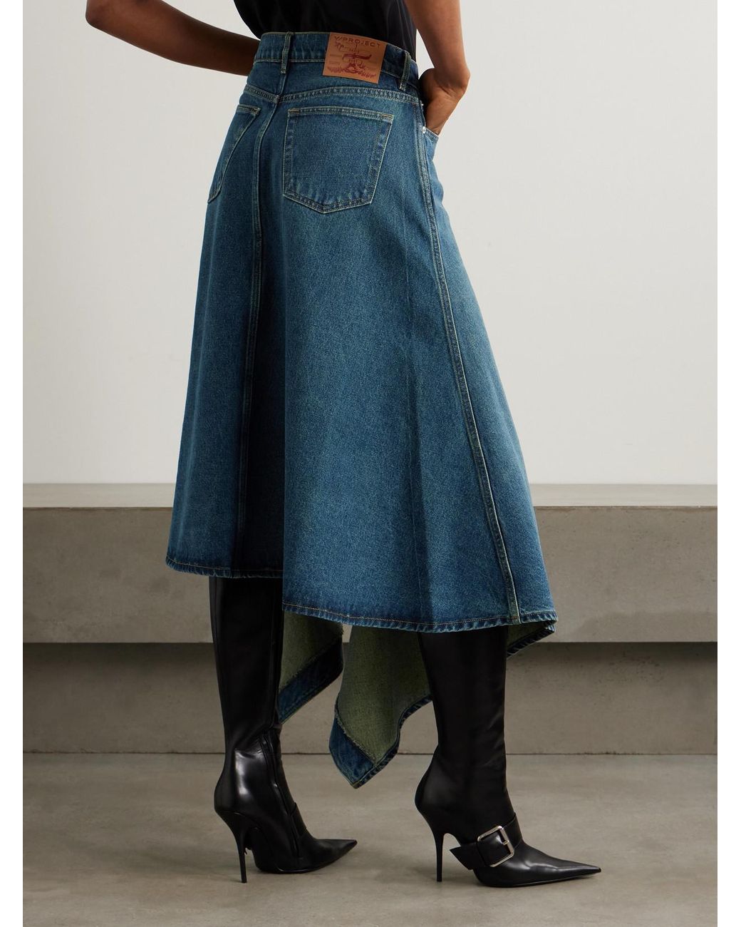 スカート Y/Project Blue Cutout Midi Skirt Blue Cut Out Denim Midi Skirt by Y/Project on Sale