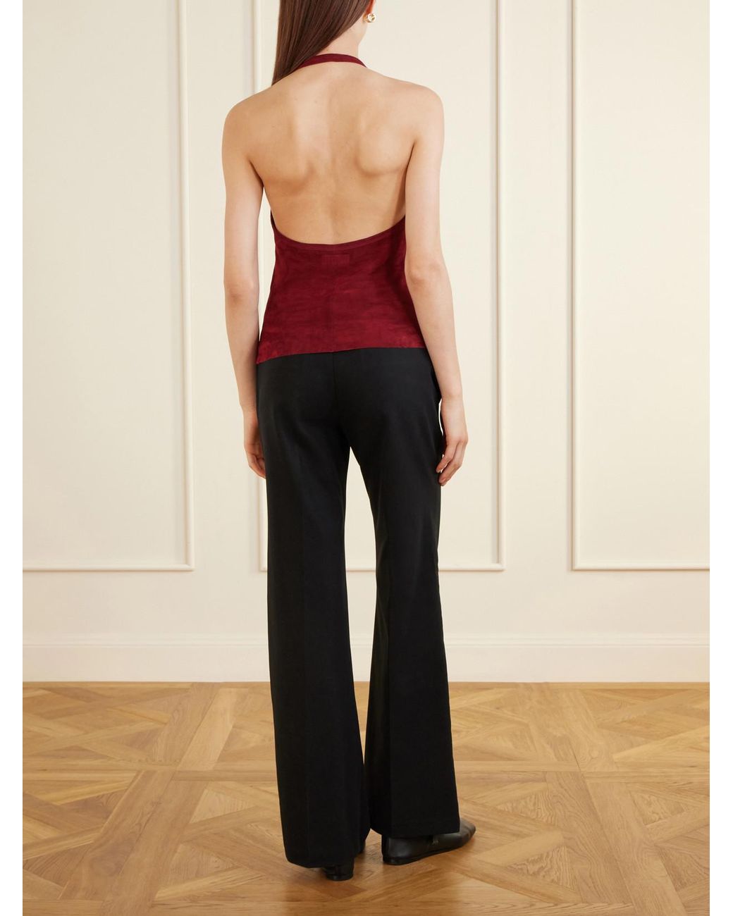 Stouls Red Cherry Open-Back Suede Halterneck Tank