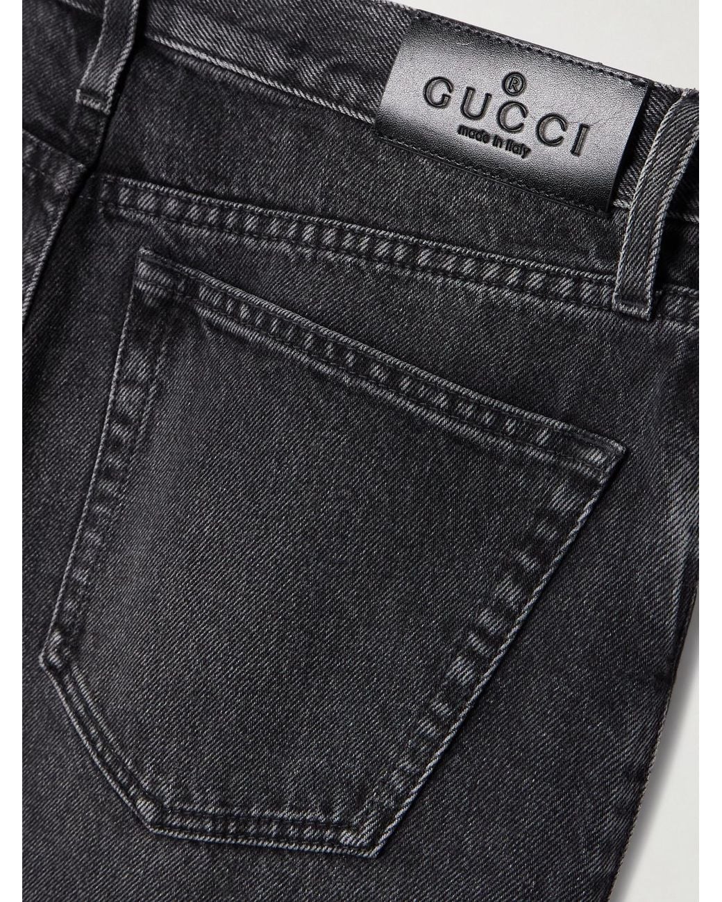 Gucci Black Horsebit-Detailed Low-Rise Bootcut Jeans