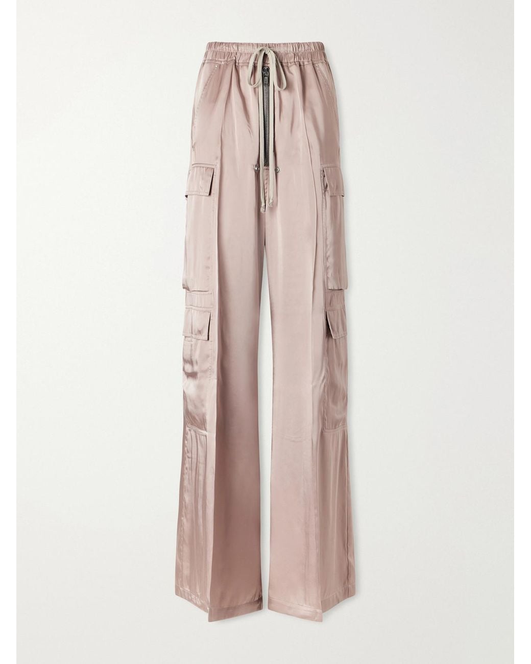 Rick Owens Pink Cargobelas Charmeuse Wide-Leg Pants