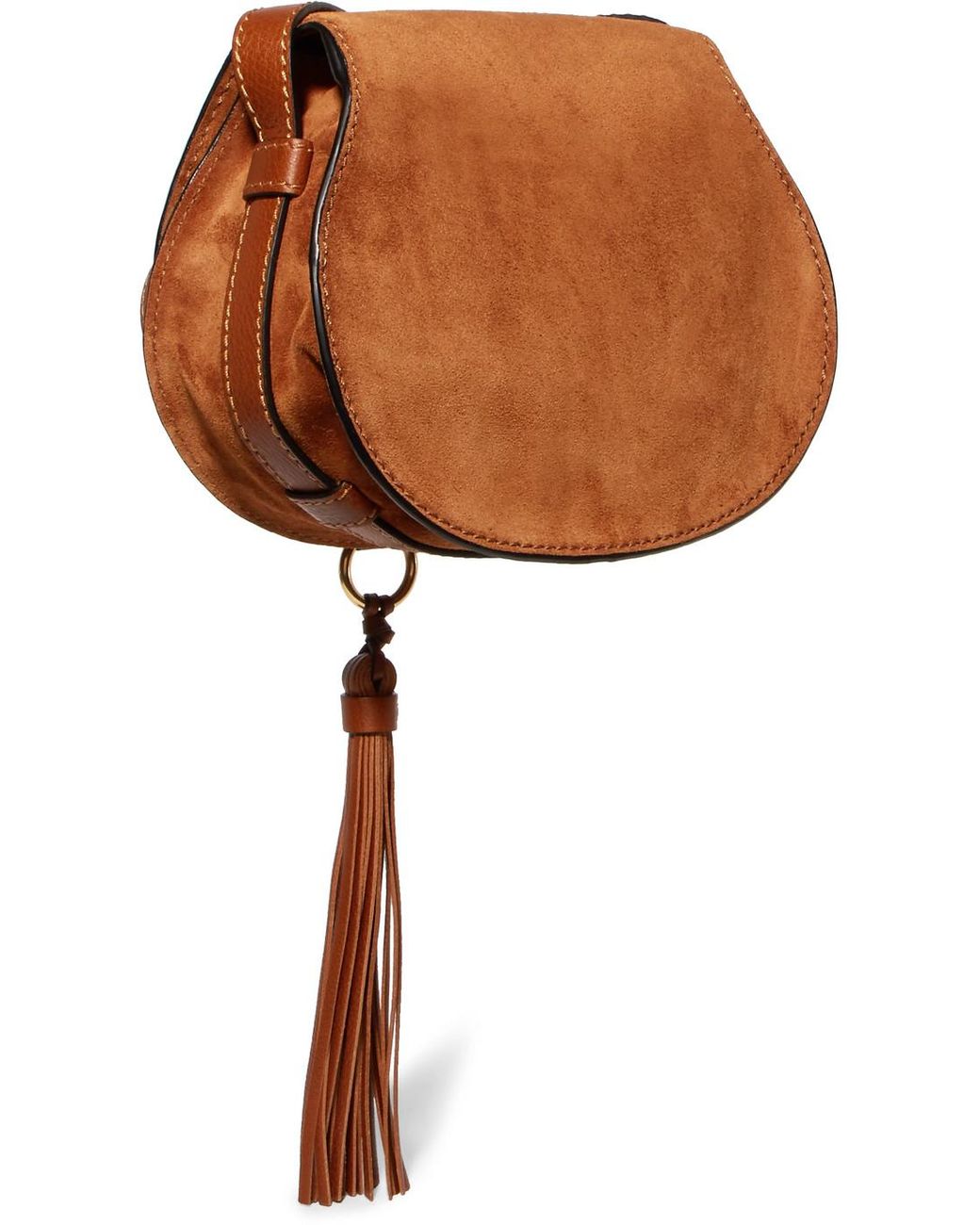 Chloé Marcie Mini Whipstitched Suede And Textured-leather Shoulder Bag in  Brown | Lyst