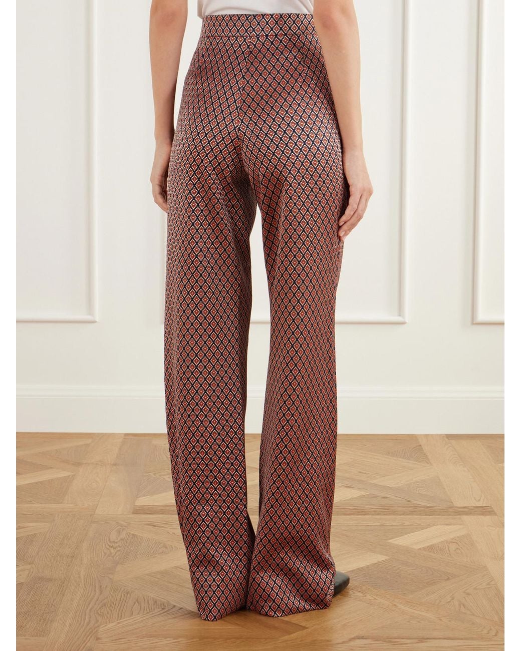 Giuliva Heritage Brown The Laura Slim-Fit Diamond-Jacquard Stretch-Jersey Flared Pants