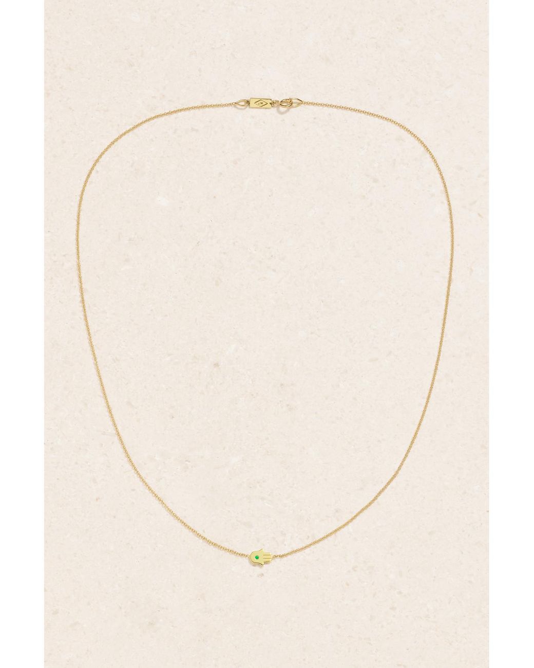 Jennifer Meyer Natural Mini Hamsa 18-Karat Emerald Necklace