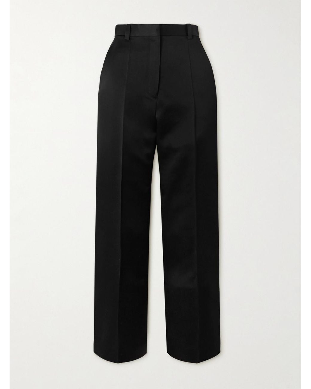 Loro Piana Black Duchesse Silk-Satin Straight-Leg Pants