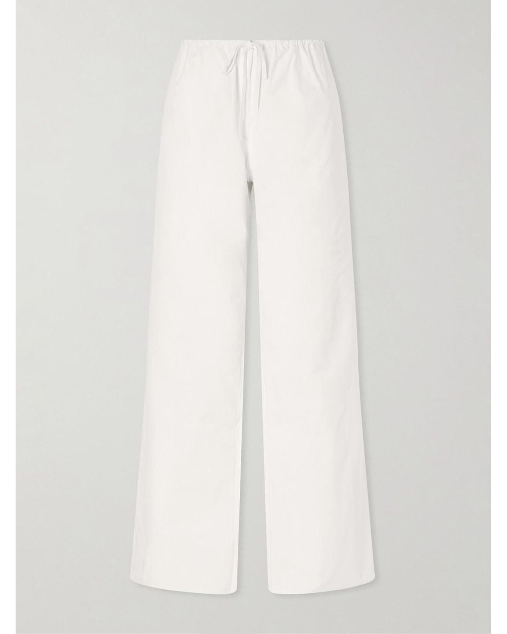 Matteau White Drawcord Cotton Straight-Leg Pants
