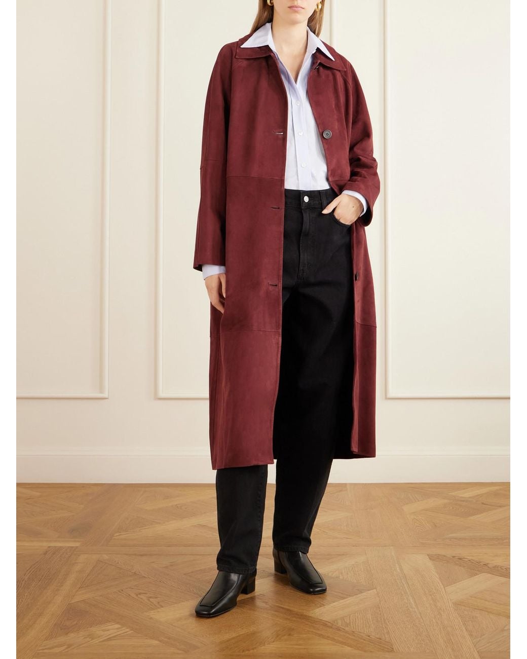 Arma Red Judy Oversized Suede Coat