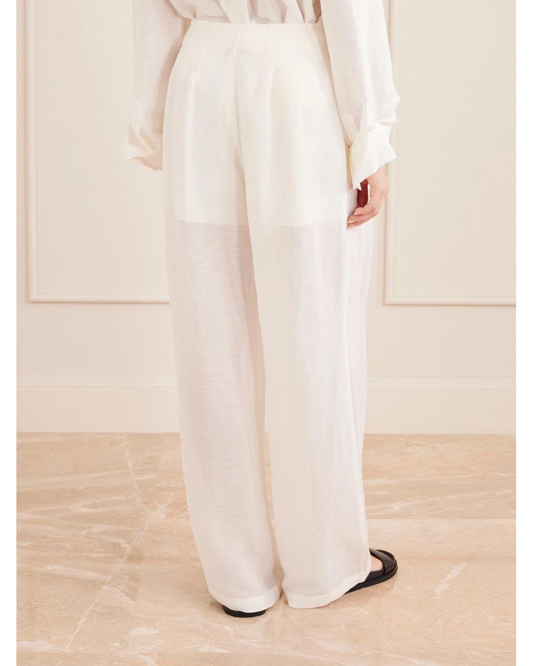 Twp White Carries Linen And Silk-Blend Wide-Leg Pants
